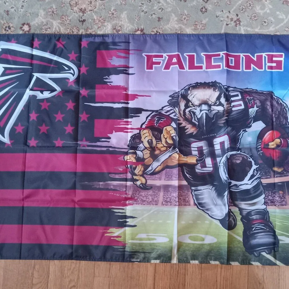 Atlanta Falcons NFL 3X5 Feet American Flag Banner Wall Decor or Pole Hang
